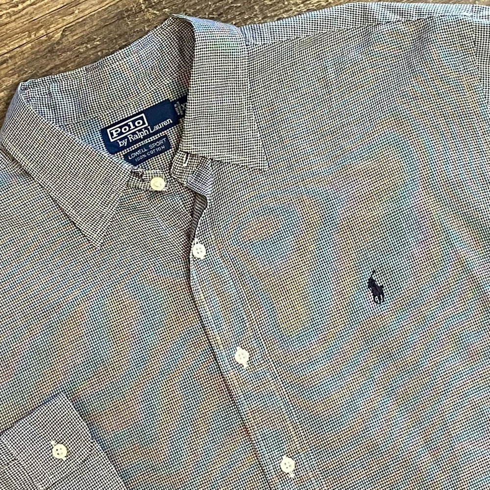 Ralph Lauren Polo Lowell Sport Long Sleeve Black White Micro Check Men's Size XL